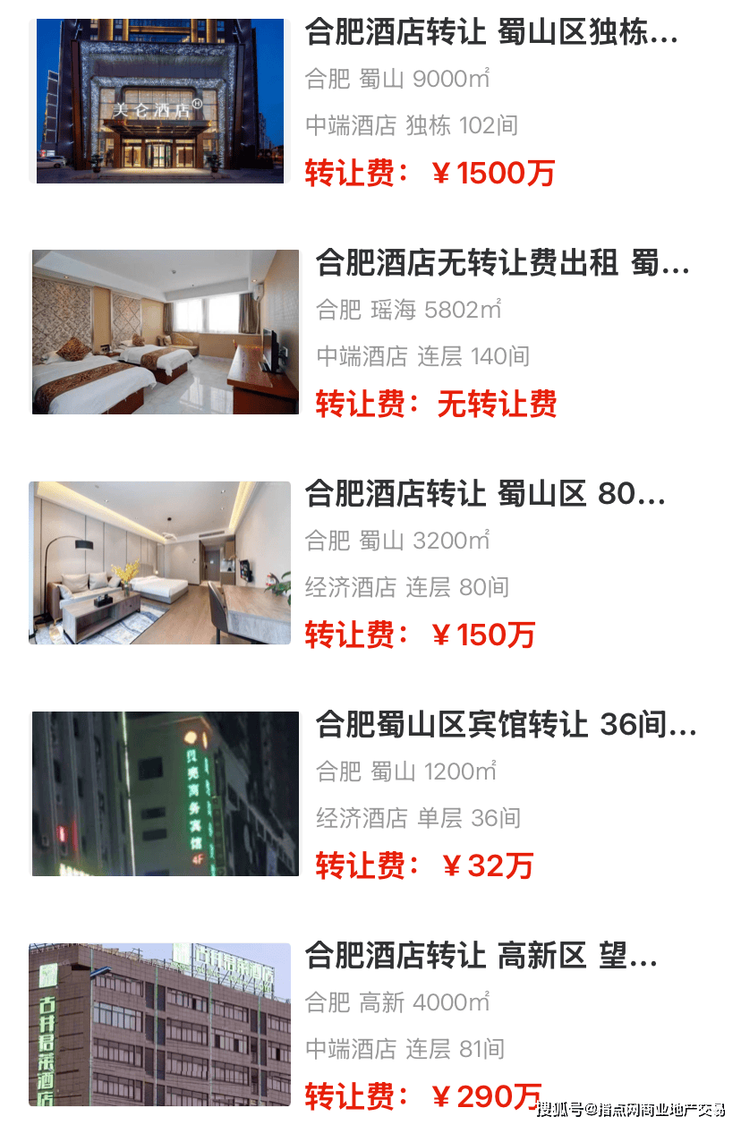 合肥酒店转让信息 2506期｜指点网