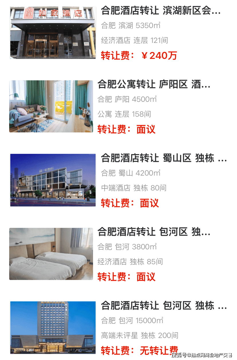 合肥酒店转让信息 2506期｜指点网