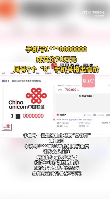 “77777777”254.4万成交！最低月消费1000元
